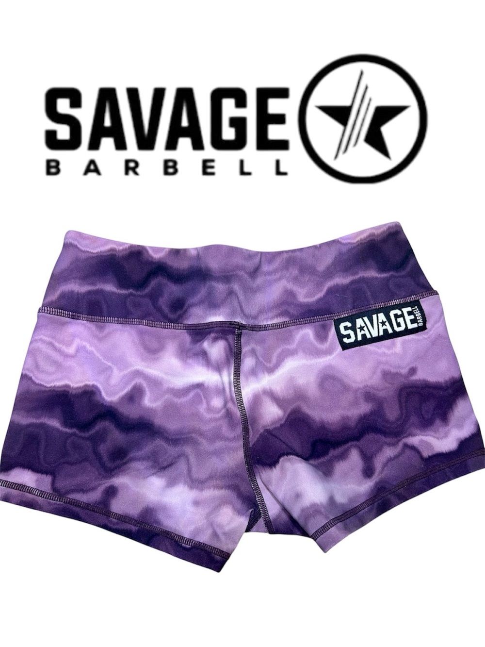 Savage Barbell Purple Marble Athletic Shorts, SMALL